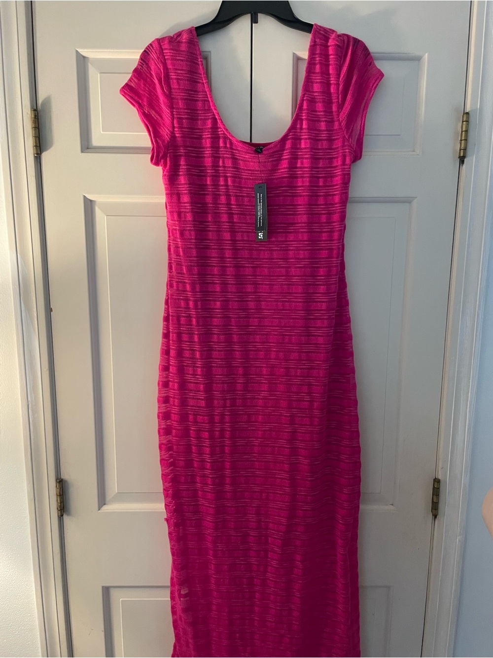 Apt. 9 Hot Pink Textured Scoop Neck Maxi Dress
